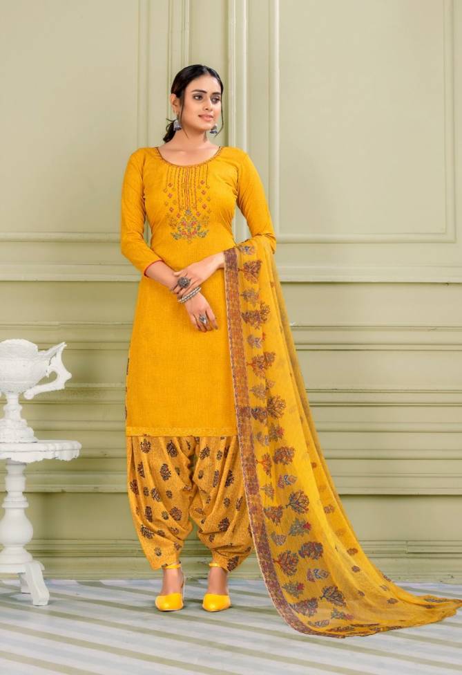 Priyaa 7 Premium Cotton Printed Regular Wear Patiala Dress Material Collection